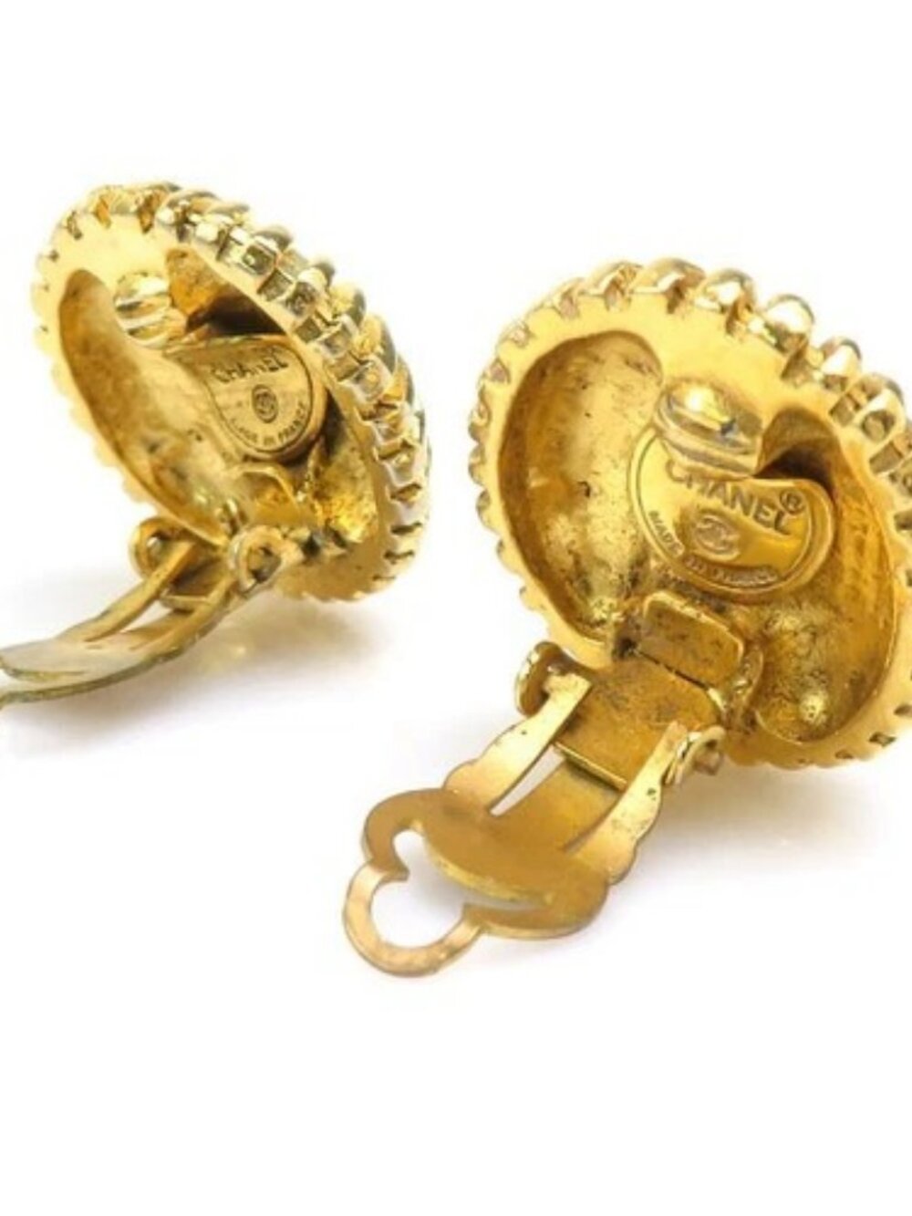 Auth CHANEL CC Logo Clip on Earrings Gold Metal - 56692k - Picture 3 of 11